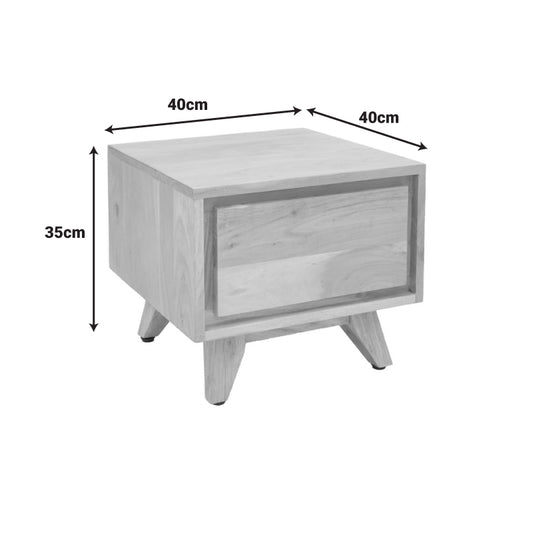 Κομοδίνο Emira pakoworld μασίφ ακακίας σε φυσική απόχρωση 40x40x35εκ - Hippiehome.gr