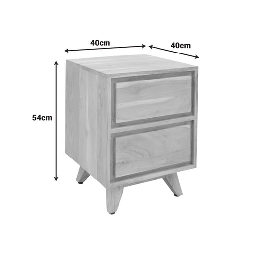 Κομοδίνο Emira pakoworld μασίφ ακακίας σε φυσική απόχρωση 40x40x54εκ - Hippiehome.gr