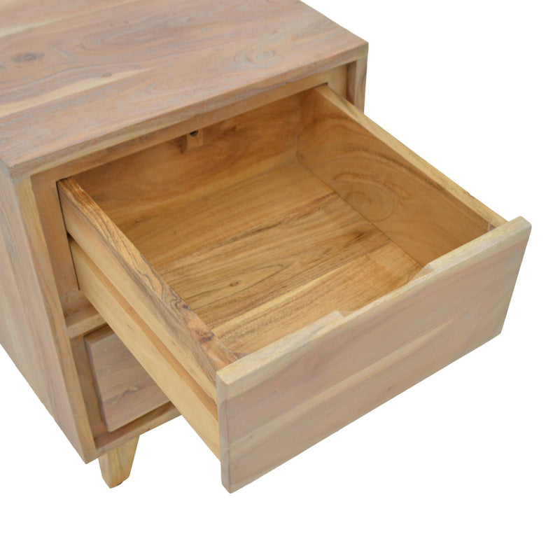 Κομοδίνο Emira pakoworld μασίφ ακακίας σε φυσική απόχρωση 40x40x54εκ - Hippiehome.gr