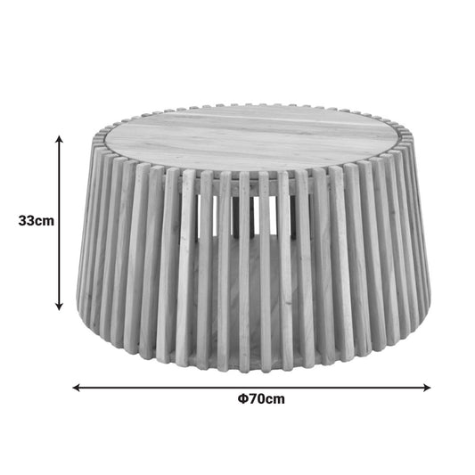 Τραπέζι με αποθηκευτικό χώρο Nesta pakoworld μασίφ ακακίας σε φυσική απόχρωση Φ70x33εκ - Hippiehome.gr