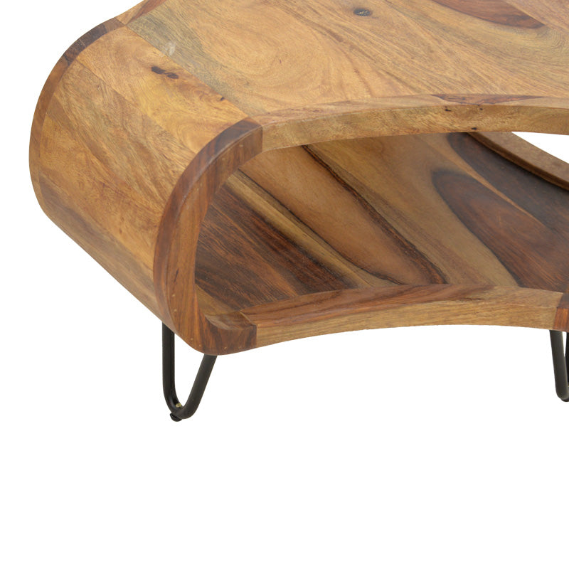 Τραπέζι Merck pakoworld μασιφ ξύλο sheesham σε καρυδί απόχρωση με μαύρα μεταλλικά πόδια Φ55x38εκ - Hippiehome.gr