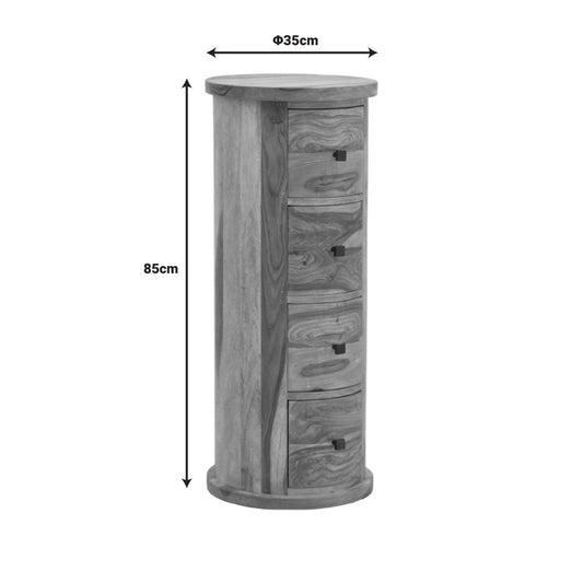 Συρταριέρα Settie pakoworld μασιφ ξύλο sheesham σε καρυδί απόχρωση Φ35x85εκ - Hippiehome.gr