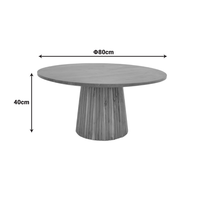 Τραπέζι σαλονιού Canicule ΙI pakoworld μασίφ ξύλο ακακίας σε φυσική απόχρωση Φ80x40εκ - Hippiehome.gr