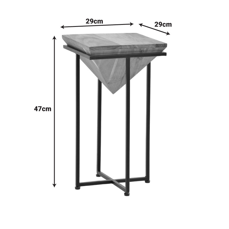 Βοηθητικό τραπέζι Miles ΙΙ pakoworld μασίφ ξύλο ακακίας σε φυσική απόχρωση με μαύρα μεταλλικά πόδια 29x29x54εκ - Hippiehome.gr