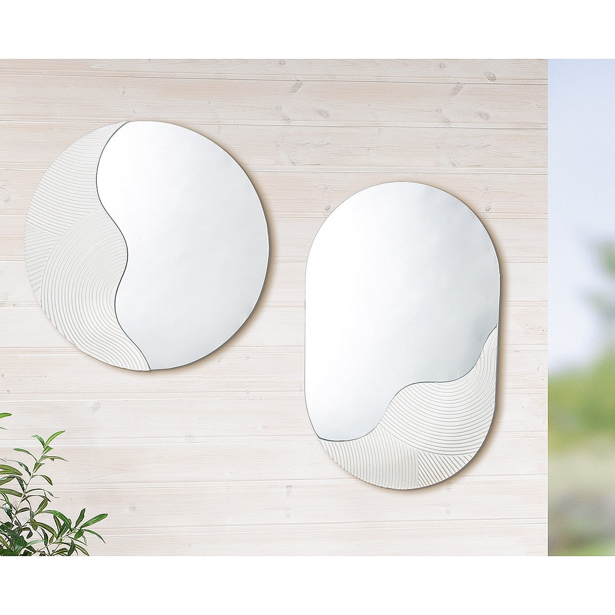 Καθρέπτης Τοίχου ArteLibre Στρογγυλός Λευκό MDF/Γυαλί Φ40x2cm - Hippiehome.gr