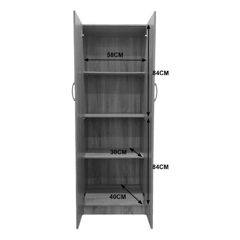 Ντουλάπα δίφυλλη Athos pakoworld σε sonoma απόχρωση 60x42x180εκ - Hippiehome.gr