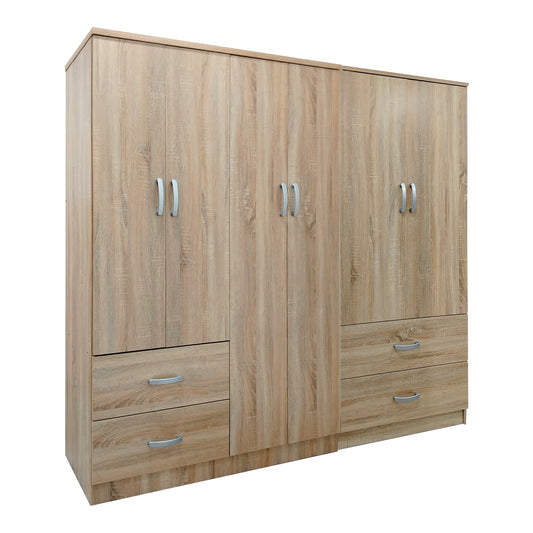 Ντουλάπα εξάφυλλη Athos pakoworld Sonoma 200.5x42x180εκ - Hippiehome.gr