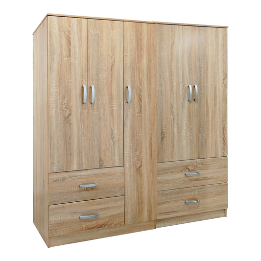 Ντουλάπα πεντάφυλλη Athos pakoworld sonoma 170x42x180εκ - Hippiehome.gr