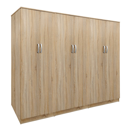 Ντουλάπα εξάφυλλη Athos ΙΙ pakoworld sonoma 240x42x180εκ - Hippiehome.gr