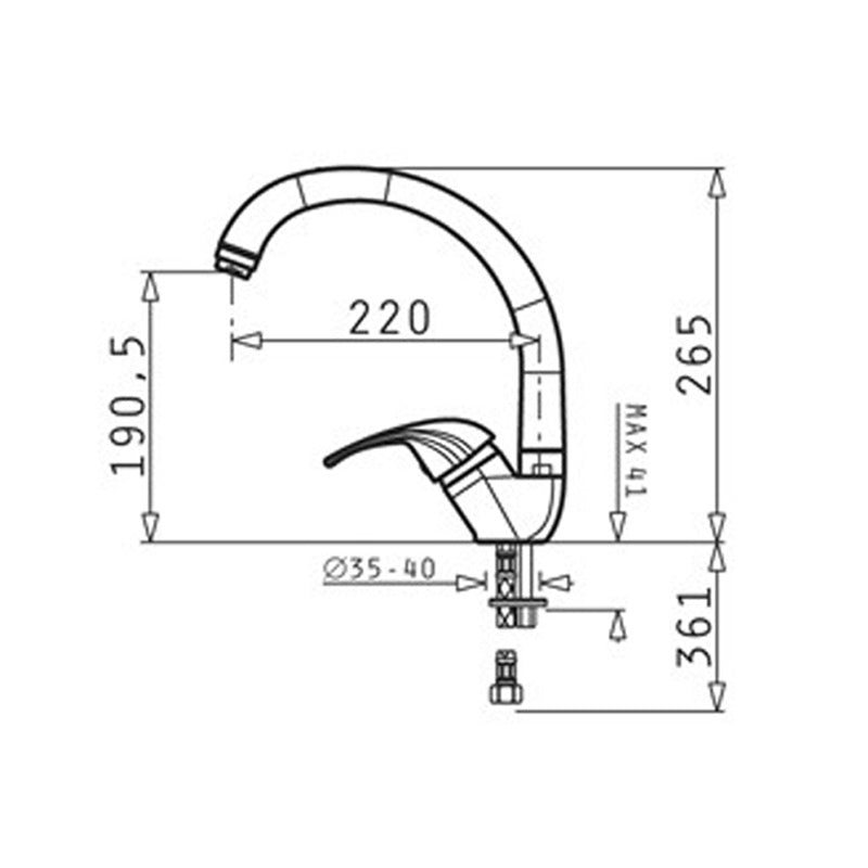 Μπαταρία κουζίνας 3580 χρωμίου Folk - Hippiehome.gr