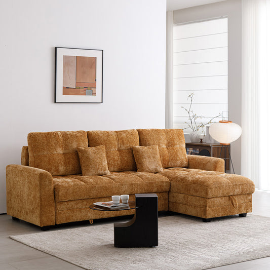 Γωνιακός αναστρέψιμος καναπές κρεβάτι Comfie pakoworld με αποθηκευτικό χώρο camel ύφασμα 260x156x98εκ - Hippiehome.gr