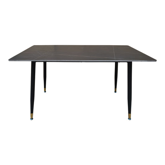 Τραπέζι Pembe pakoworld sintered stone μαύρη όψη μαρμάρου με μαύρα μεταλλικά πόδια 140x80x75εκ - Hippiehome.gr