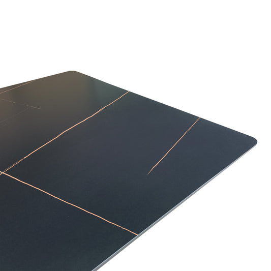 Τραπέζι Mapele pakoworld μαύρη όψη μαρμάρου με μαύρα μεταλλικά πόδια 180x90x75εκ - Hippiehome.gr