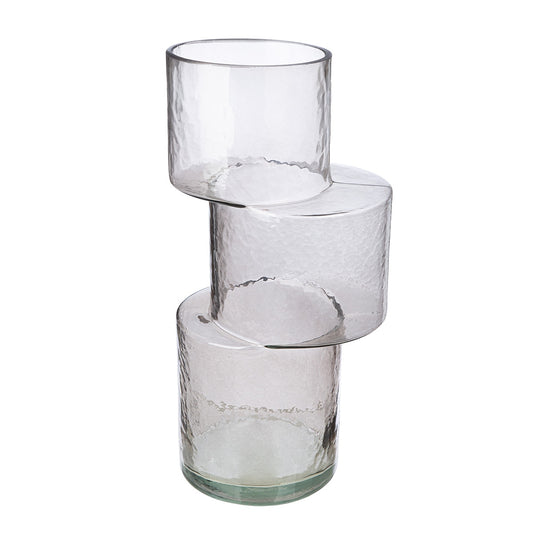 Βάζο "Levels" Γυάλινο Γκρι PU 13.5x11.5x28.5cm - Hippiehome.gr