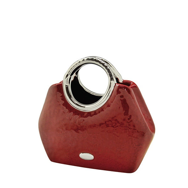 Βάζο Handbag "Milan" Κεραμικό Κόκκινο PU 24.5x10.5x21cm - Hippiehome.gr