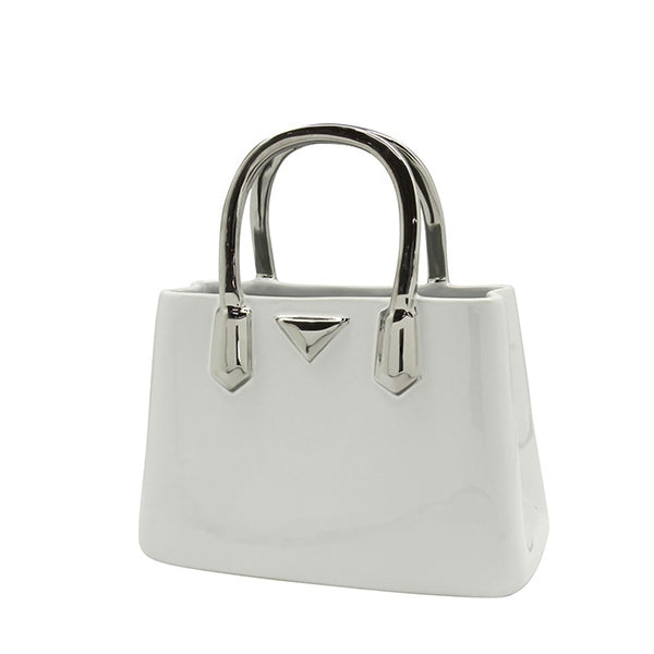 Βάζο Handbag "Milan" Κεραμικό Λευκό PU 24.5x11.5x25.5cm - Hippiehome.gr