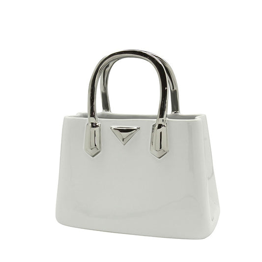 Βάζο Handbag "Milan" Κεραμικό Λευκό PU 24.5x11.5x25.5cm - Hippiehome.gr