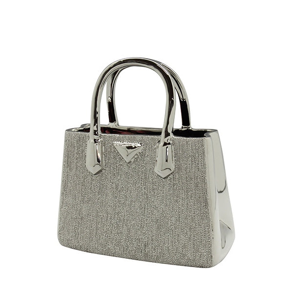 Βάζο Handbag "Milan" Κεραμικό Ασημένιο PU 24.5x11.5x25.5cm - Hippiehome.gr