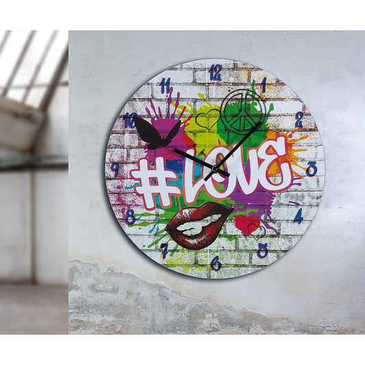 Ρολόι Τοίχου ArteLibre 'Love' Με Γκράφιτι Πολύχρωμο MDF Φ33.8x2cm - Hippiehome.gr