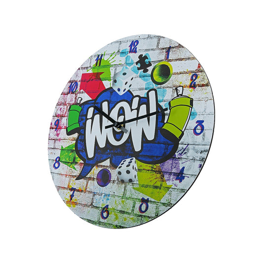 Ρολόι Τοίχου ArteLibre 'Wow' Με Γκράφιτι Πολύχρωμο MDF Φ33.8x2cm - Hippiehome.gr