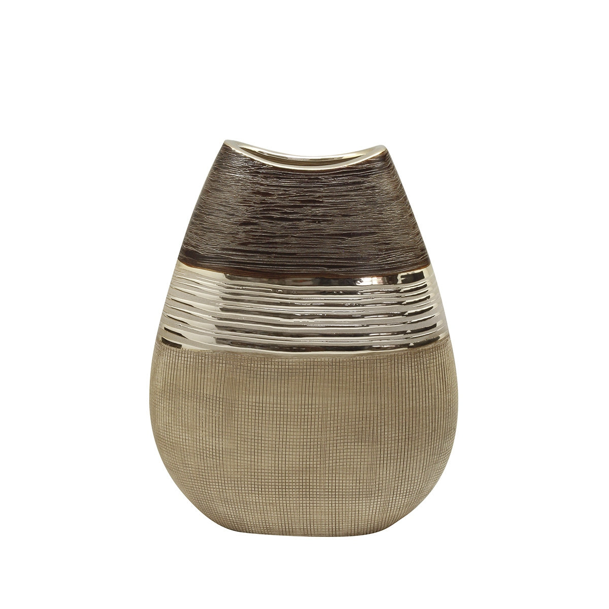 Βάζο "Bradora" Striped Κεραμικό Beige Brown PU 20.5x10x25.5cm - Hippiehome.gr