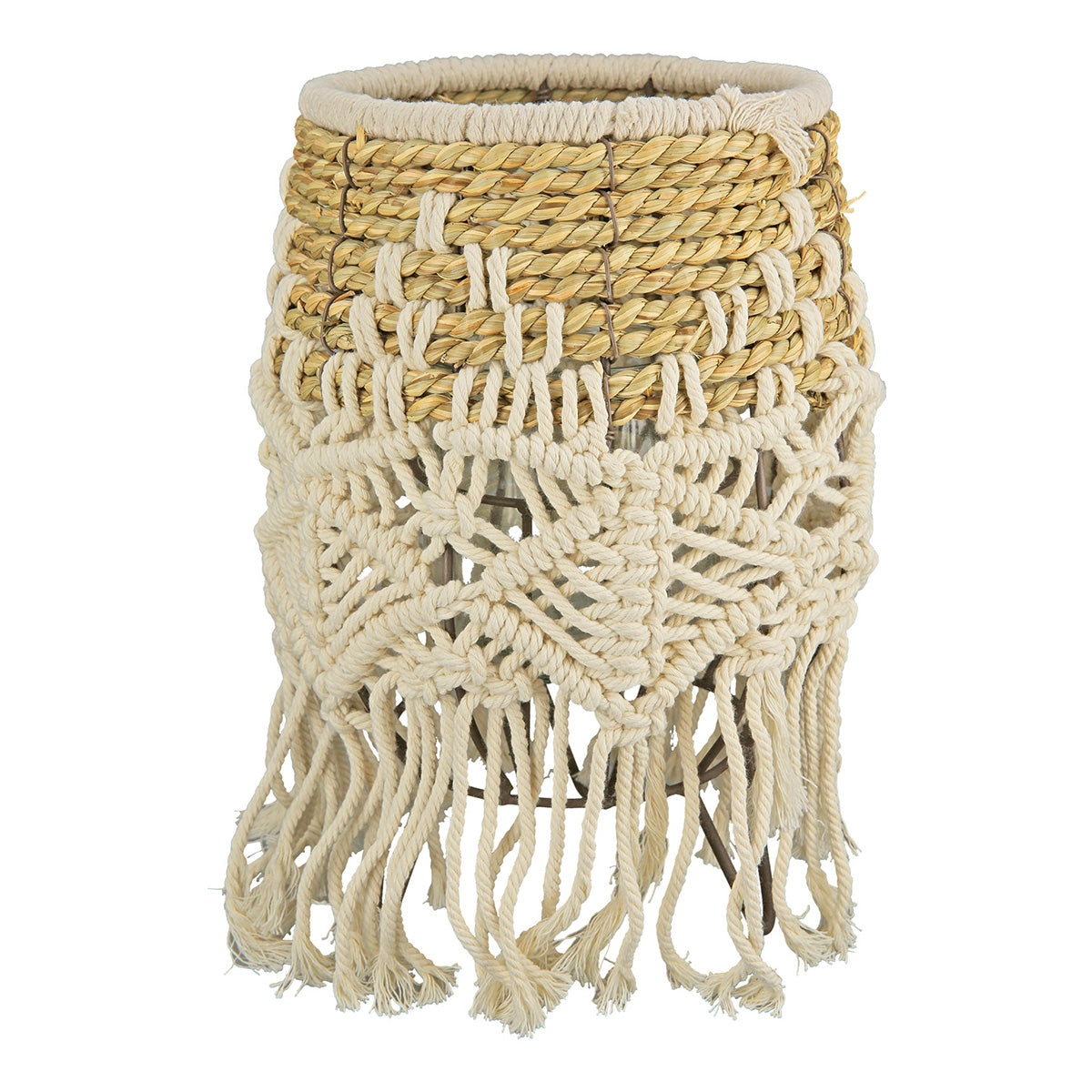 Φανάρι Καταιγίδας "Bossa" Bamboo Rattan Cream Ecru PU H. 27 cm D. 16 cm - Hippiehome.gr