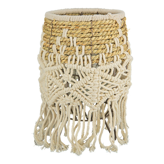Φανάρι Καταιγίδας "Bossa" Bamboo Rattan Cream Ecru PU H. 27 cm D. 16 cm - Hippiehome.gr