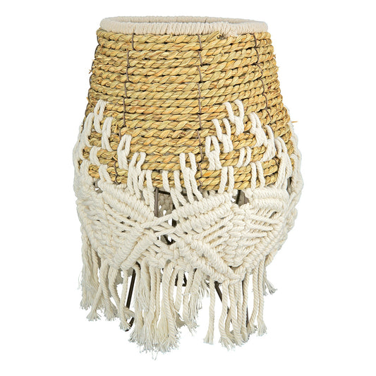 Φανάρι Καταιγίδας "Bossa" Bamboo Rattan Cream Ecru PU H. 33 cm D. 25 cm - Hippiehome.gr