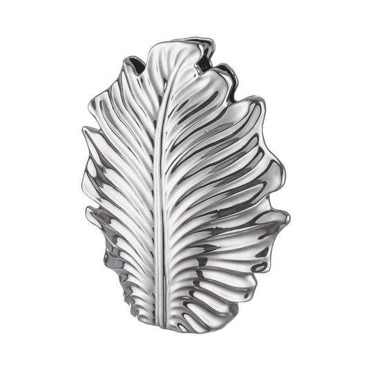 Βάζο Leaf "Monstera" Κεραμικό Ασημένιο PU 30.5x9.5x37.5cm - Hippiehome.gr