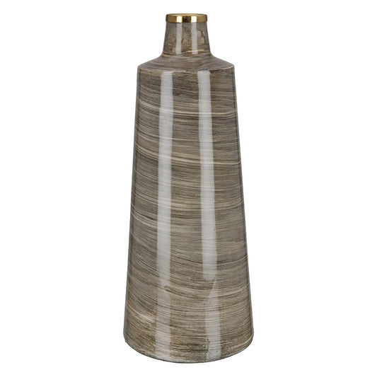 Βάζο Conical "Stripes" Μέταλλο Brown PU H. 48 cm D. 19 cm - Hippiehome.gr