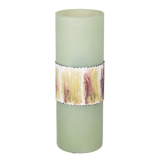 Βάζο Cylindrical "Imperial" Αλουμίνιο Γυάλινο Πράσινο PU H. 355 cm D. 12 cm - Hippiehome.gr