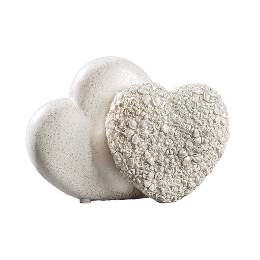 Διακοσμητικό Καρδιά "Flower Heart" Λουλουδάτο Design Πολυρεζίνη Ασημένιο Λευκό PU 4 18x8.5x13cm - Hippiehome.gr