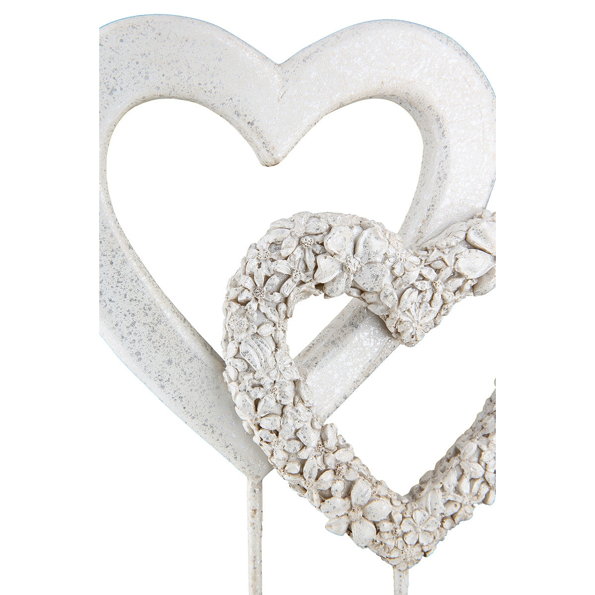 Stand Relief Καρδιά "Flower Heart" Λουλουδάτο Design Πολυρεζίνη Ασημένιο Λευκό PU 4 14.5x6.5x24cm - Hippiehome.gr