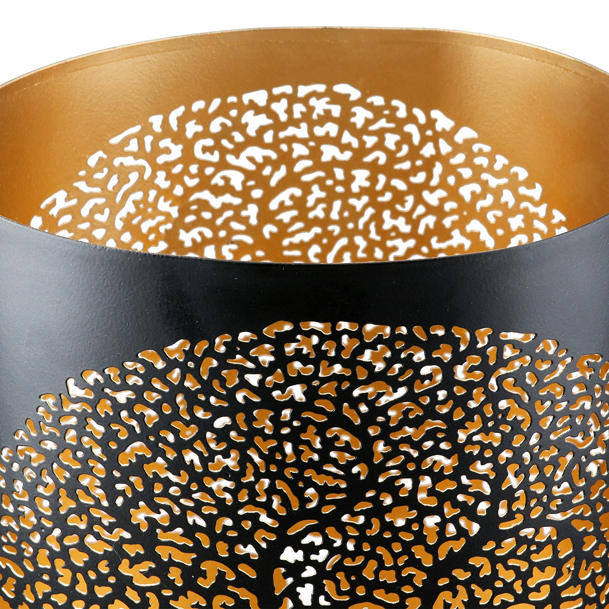Φανάρι Καταιγίδας Cylindrical "Solitary Tree" Δέντρο Motif Μέταλλο Μαύρο Χρυσό PU 4 17x12X20cm - Hippiehome.gr