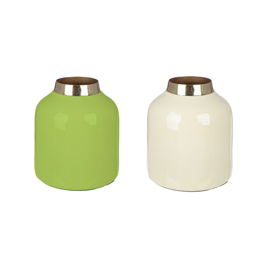 Βάζο "Roro" Μέταλλο Cream Πράσινο PU Pcs. Assorted H. 10 cm D. 85 cm - Hippiehome.gr