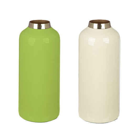 Βάζο "Roro" Μέταλλο Cream Πράσινο PU 2 Pcs. Assorted H. 20 cm D. 85 cm - Hippiehome.gr