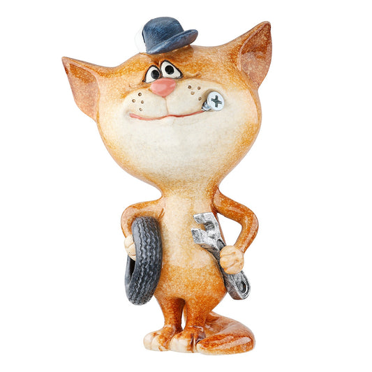 Φιγούρα Cat "Screwdriver" Πολυμερές Orange PU 4 8x6x12.5cm - Hippiehome.gr