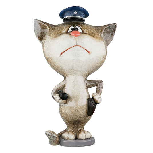 Φιγούρα Cat "Policeman" Πολυμερές Γκρι PU 4 8x6x13.5cm - Hippiehome.gr