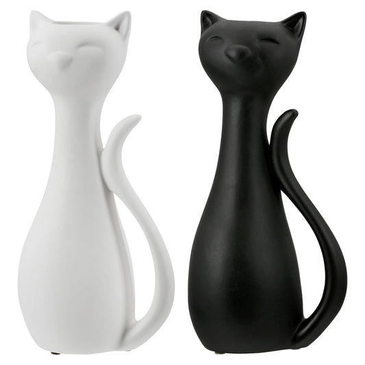 Βάζο "Cat" Κεραμικό Μαύρο Λευκό PU 2 Pcs. Assorted 15.5x12X34cm - Hippiehome.gr