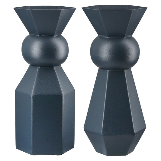 Βάζο "Metallo" Μέταλλο Dark Μπλε PU 2 Pcs. Assorted 10x10x24cm - Hippiehome.gr