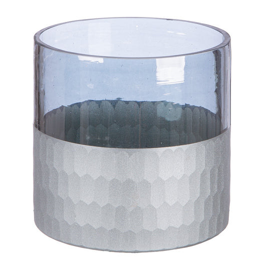 Φανάρι Καταιγίδας "Canus" Γυάλινο Γκρι Ασημένιο PU 8H. 10 cm D. 10 cm - Hippiehome.gr