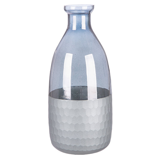 Βάζο μπουκαλιού "Canus" Γυάλινα Γκρι Ασημί 10X10X24Cm 10X10X24Cm - Hippiehome.gr
