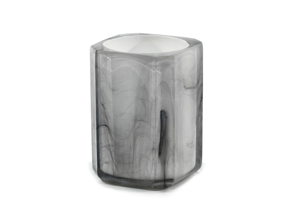 Ποτηροθήκη Γκρι Με Υφή Μαρμάρου Πλαστικό 7.3x10.3cm - Hippiehome.gr