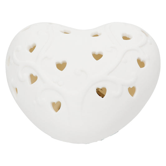 Διακοσμητικό Αντικείμενο (Led) Καρδιά Πορσελάνη Λευκό 10X9X5Cm 10X9X5Cm - Hippiehome.gr