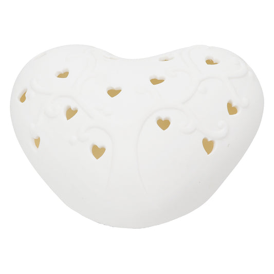 Διακοσμητικό Αντικείμενο (Led) Καρδιά Πορσελάνη Λευκό 16X14X8Cm 16X14X8Cm - Hippiehome.gr