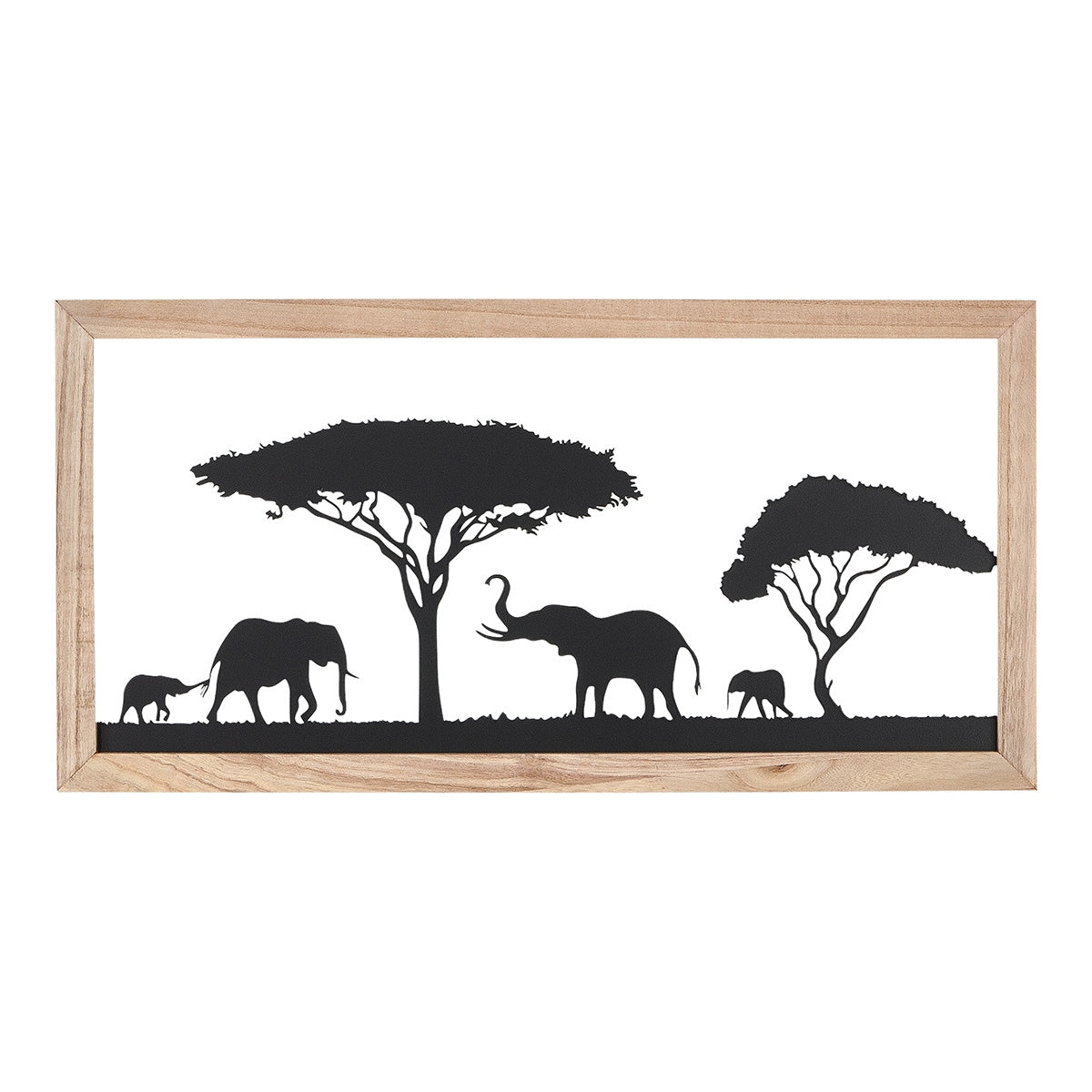 Ανάγλυφο τοίχου Ορθογώνιο Μοτίβο Ελέφαντα Μεταλλικό Μαύρο 30X1X60Cm 30X1X60Cm - Hippiehome.gr