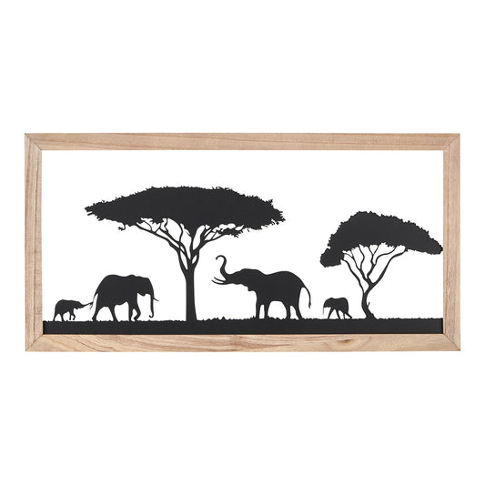 Ανάγλυφο τοίχου Ορθογώνιο Μοτίβο Ελέφαντα Μεταλλικό Μαύρο 30X1X60Cm 30X1X60Cm - Hippiehome.gr