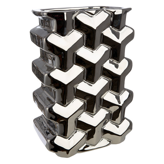 Βάζο Ορθογώνιο Κεραμικό Ασημί χρώμα 15X10X22Cm 15X10X22Cm - Hippiehome.gr