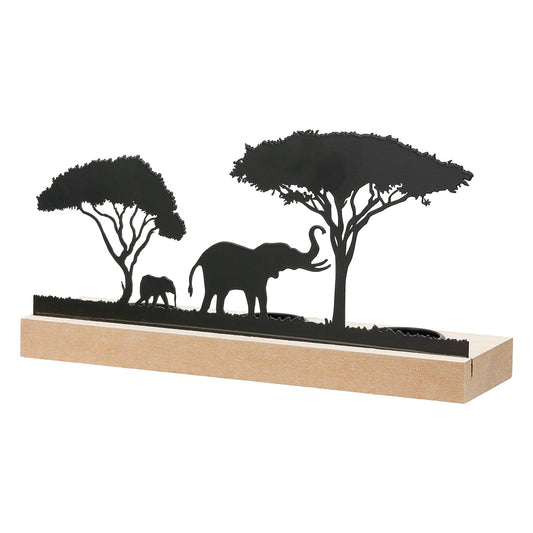 Κηροπήγιο ρεσώ Μοτίφ ελέφαντα Μεταλλικό Μαύρο Φυσικά Χρώματα 2 Ποικιλία 24X7X13Cm 24X7X13Cm - Hippiehome.gr
