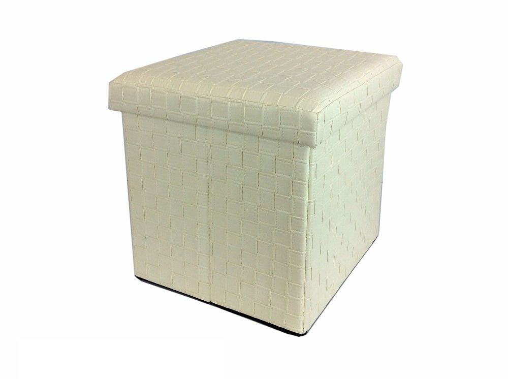 Σκαμπό Με Αποθηκευτικό Χώρο Μπεζ Δέρμα 38x38x38cm - Hippiehome.gr